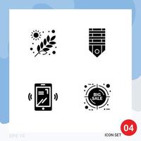 4 Solid Glyph concept for Websites Mobile and Apps agriculture mobile grains rank layout Editable Vector Design Elements