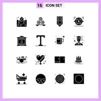 Universal Icon Symbols Group of 16 Modern Solid Glyphs of vision money badge dollar tag Editable Vector Design Elements