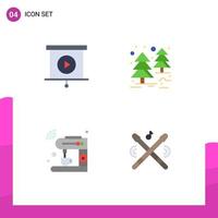 Pack of 4 creative Flat Icons of analytics machine forest coffee drum Editable Vector Design Elements