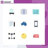 Universal Icon Symbols Group of 9 Modern Flat Colors of australian paper stethoscope mail medical Editable Vector Design Elements