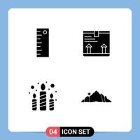 Pack of 4 creative Solid Glyphs of design light deliver up hill Editable Vector Design Elements