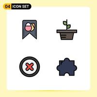 Modern Set of 4 Filledline Flat Colors Pictograph of tag ui growth plant extension Editable Vector Design Elements