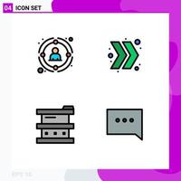 Pack of 4 Modern Filledline Flat Colors Signs and Symbols for Web Print Media such as link biology people chevron hazardous Editable Vector Design Elements