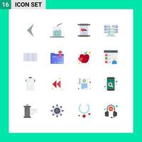 Mobile Interface Flat Color Set of 16 Pictograms of folder layout father server data Editable Pack of Creative Vector Design Elements
