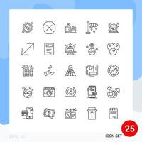 User Interface Pack of 25 Basic Lines of arrow investment hot house wind Editable Vector Design Elements