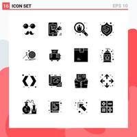 User Interface Pack of 16 Basic Solid Glyphs of target security online protection shop Editable Vector Design Elements