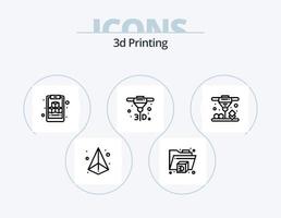 Diseño de iconos del paquete de iconos de línea de impresión 3d 5. Internet. avance. 3d. monitor. d vector