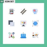 Pictogram Set of 9 Simple Flat Colors of creative duplicate service copy hearing Editable Vector Design Elements