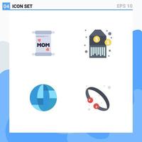 Set of 4 Commercial Flat Icons pack for card bangle barcode global jewelry Editable Vector Design Elements
