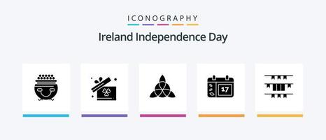 Ireland Independence Day Glyph 5 Icon Pack Including garland. banner. celtic. ireland. day. Creative Icons Design vector