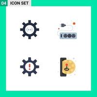 Set of 4 Commercial Flat Icons pack for coding human development hardware resources Editable Vector Design Elements