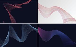 conjunto de 4 fondos de línea vectorial para una estética elegante y moderna vector