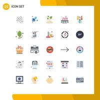 grupo de 25 signos y símbolos de colores planos para elementos de diseño de vectores editables de gráfico de cultivo web descendente