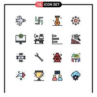 Universal Icon Symbols Group of 16 Modern Flat Color Filled Lines of gadget computers lab add machine learning Editable Creative Vector Design Elements