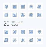 20 Web Pack Blue Color icon Pack like web target interface bulb graphics vector