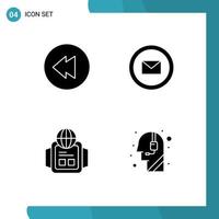 Set of 4 Modern UI Icons Symbols Signs for multimedia assistance email technology help Editable Vector Design Elements