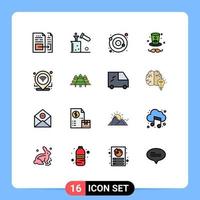 conjunto de 16 iconos modernos de la interfaz de usuario signos de símbolos para comprobar la tapa del tubo de ensayo sombrero órbita elementos de diseño de vectores creativos editables