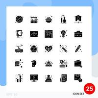 Universal Icon Symbols Group of 25 Modern Solid Glyphs of science flask small business chemistry gras Editable Vector Design Elements