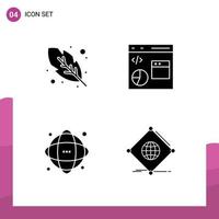 4 Universal Solid Glyph Signs Symbols of calligraphy database coding development network Editable Vector Design Elements