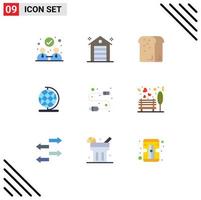 Pack of 9 creative Flat Colors of usb cable dinner globe earth Editable Vector Design Elements