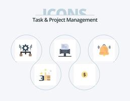 paquete de iconos planos de gestión de tareas y proyectos 5 diseño de iconos. . comunicación. gestión. campana. ley vector