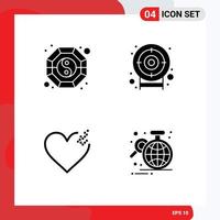 Pictogram Set of 4 Simple Solid Glyphs of fang love ying target business Editable Vector Design Elements