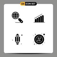 4 Creative Icons Modern Signs and Symbols of globe lantern seo report ramadan Editable Vector Design Elements