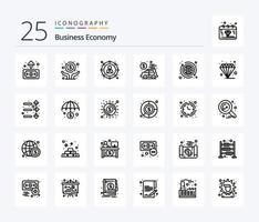 paquete de iconos de 25 líneas de economía que incluye economía. dinero. bancario. economía. bancario vector