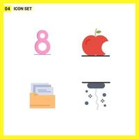 Modern Set of 4 Flat Icons Pictograph of eight corkscrew apple folder giving Editable Vector Design Elements