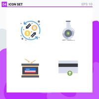 4 User Interface Flat Icon Pack of modern Signs and Symbols of currency drum transformation banking independece Editable Vector Design Elements