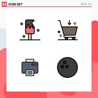 Group of 4 Filledline Flat Colors Signs and Symbols for desert print sweet commerce machine Editable Vector Design Elements