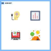 Pack of 4 Modern Flat Icons Signs and Symbols for Web Print Media such as boosting statistics knowledge chart growth Editable Vector Design Elements