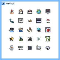 Modern Set of 25 Filled line Flat Colors and symbols such as box internet map world cinema Editable Vector Design Elements
