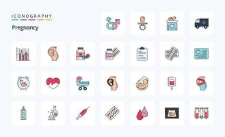 25 Pregnancy Line Filled Style icon pack vector