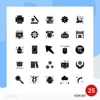 paquete de 25 signos y símbolos de glifos sólidos modernos para medios de impresión web, como elementos de diseño de vectores editables del temporizador de comida de Halloween nocturno