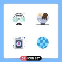 Group of 4 Flat Icons Signs and Symbols for accessories lunch father dinner medical Editable Vector Design Elements