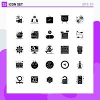 Pack of 25 creative Solid Glyphs of gear performance finger keynote finance Editable Vector Design Elements