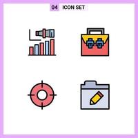 Universal Icon Symbols Group of 4 Modern Filledline Flat Colors of business toolkit term box essential Editable Vector Design Elements