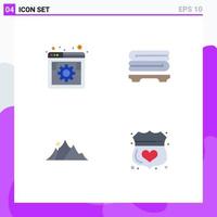 User Interface Pack of 4 Basic Flat Icons of internet landscape settings towels mountain Editable Vector Design Elements