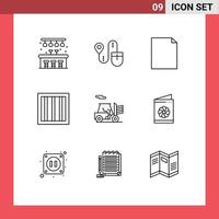 Stock Vector Icon Pack of 9 Line Signs and Symbols for card transport file outline prison Editable Vector Design Elements