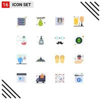 paquete de iconos de vector de stock de 16 signos y símbolos de línea para matraces ducha teléfono lavado baño paquete editable de elementos creativos de diseño de vectores