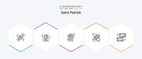 Saint Patrick 25 Line icon pack including ingot. leprechaun. day. irish. badge vector