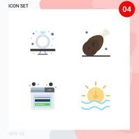 User Interface Pack of 4 Basic Flat Icons of present thanksgiving ring gammon login Editable Vector Design Elements