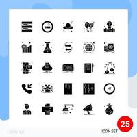 User Interface Pack of 25 Basic Solid Glyphs of tools manometer cap women happy Editable Vector Design Elements