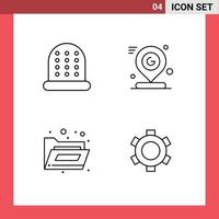 Modern Set of 4 Filledline Flat Colors and symbols such as sewing storage map mark gear Editable Vector Design Elements