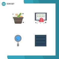 Set of 4 Vector Flat Icons on Grid for cart tablet kitchen digital construction Editable Vector Design Elements