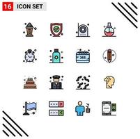 16 User Interface Flat Color Filled Line Pack of modern Signs and Symbols of alarm health devices fashion beauty Editable Creative Vector Design Elements