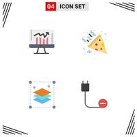 Modern Set of 4 Flat Icons and symbols such as business design layers kpi party misc Editable Vector Design Elements