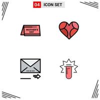 Universal Icon Symbols Group of 4 Modern Filledline Flat Colors of calendar email time favorite navigation Editable Vector Design Elements
