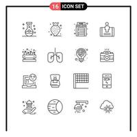 Pack of 16 creative Outlines of supermarket grocery fire social engagement Editable Vector Design Elements